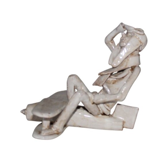 Dino Bencini Figurine Biplane Pilot Glazed Ceramic Art Sculpture Italy 6" - Picture 2 of 5